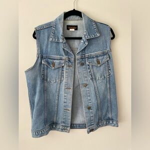 Team Tactics 90s Vintage Y2K Biker Blue Denim Jean Jacket Vest Unisex Medium